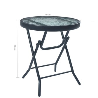 Bistrotafel 40x46 cm staal en glas zwart 6
