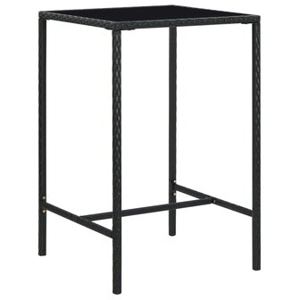 Tuinbartafel 70x70x110 cm poly rattan en glas bruin 1