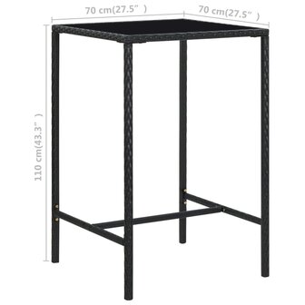 Tuinbartafel 70x70x110 cm poly rattan en glas bruin 6