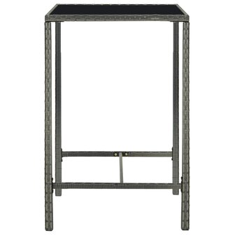 Tuinbartafel 70x70x110 cm poly rattan en glas grijs 3