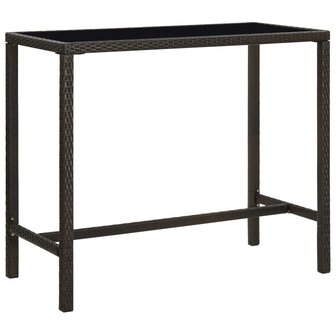 Tuinbartafel 130x60x110 cm poly rattan en glas bruin 1