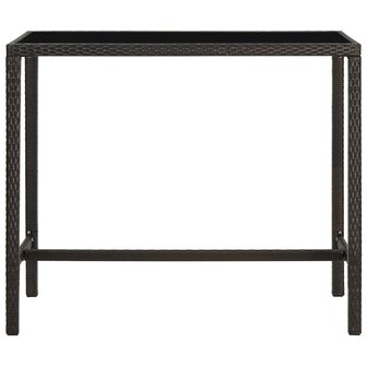 Tuinbartafel 130x60x110 cm poly rattan en glas bruin 2