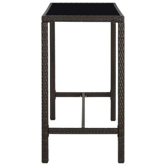 Tuinbartafel 130x60x110 cm poly rattan en glas bruin 3