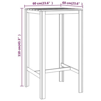 Bartafel 60x60x110 cm ge&iuml;mpregneerd grenenhout 5