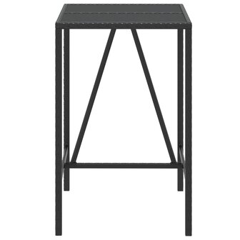 Bartafel met glazen blad 70x70x110 cm poly rattan zwart 3