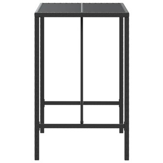 Bartafel met glazen blad 70x70x110 cm poly rattan zwart 4