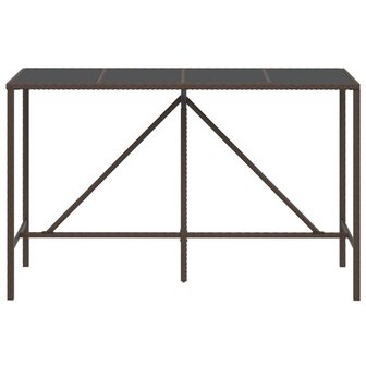 Bartafel met glazen blad 180x70x110 cm poly rattan bruin 3