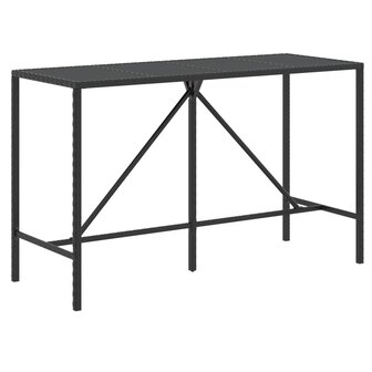 Bartafel met glazen blad 180x70x110 cm poly rattan zwart 2