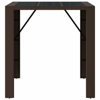 Bartafel met glazen blad 105x80x110 cm poly rattan bruin 3