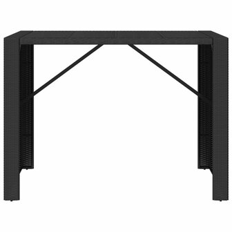 Bartafel met glazen blad 145x80x110 cm poly rattan zwart 3