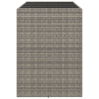 Bartafel met glazen blad 145x80x110 cm poly rattan grijs 4