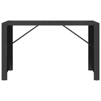 Bartafel met glazen blad 185x80x110 cm poly rattan zwart 3