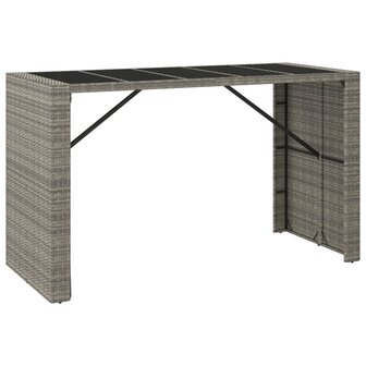 Bartafel met glazen blad 185x80x110 cm poly rattan grijs 2