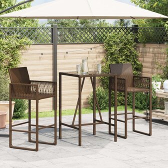Tuinbartafel 70x70x110 cm poly rattan bruin 3