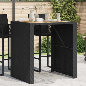 Tuinbartafel acaciahouten blad 105x80x110 cm poly rattan zwart 1