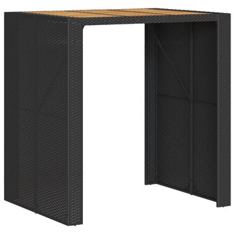 Tuinbartafel acaciahouten blad 105x80x110 cm poly rattan zwart 2