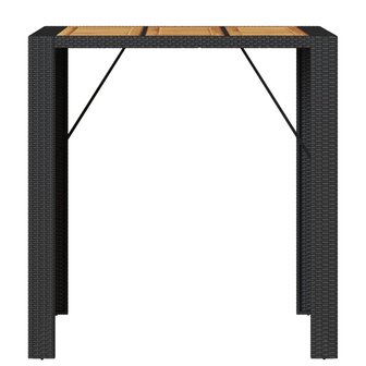 Tuinbartafel acaciahouten blad 105x80x110 cm poly rattan zwart 5