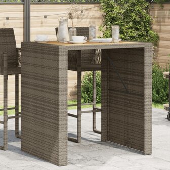 Tuinbartafel acaciahouten blad 105x80x110 cm poly rattan grijs 3