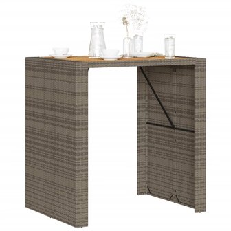 Tuinbartafel acaciahouten blad 105x80x110 cm poly rattan grijs 4