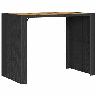 Tuinbartafel acaciahouten blad 145x80x110 cm poly rattan zwart 2