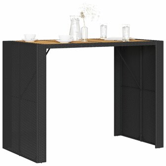 Tuinbartafel acaciahouten blad 145x80x110 cm poly rattan zwart 4
