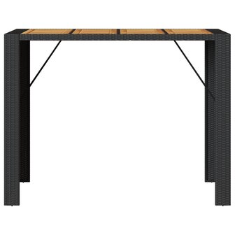 Tuinbartafel acaciahouten blad 145x80x110 cm poly rattan zwart 5
