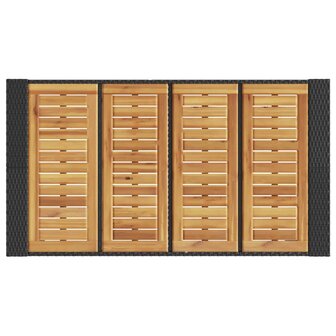 Tuinbartafel acaciahouten blad 145x80x110 cm poly rattan zwart 8