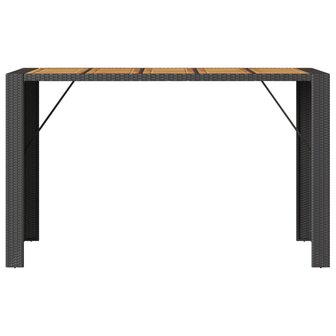 Tuinbartafel acaciahouten blad 185x80x110 cm poly rattan zwart 5