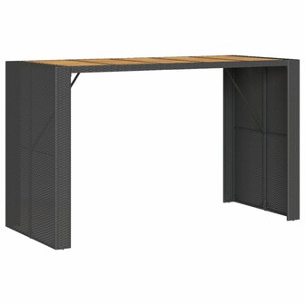Tuinbartafel acaciahouten blad 185x80x110 cm poly rattan zwart 7
