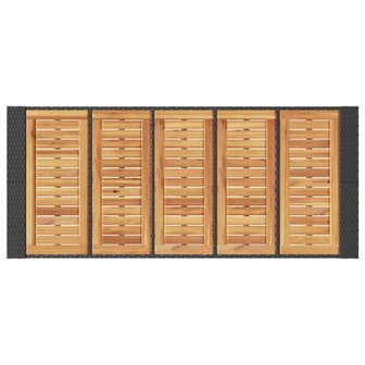 Tuinbartafel acaciahouten blad 185x80x110 cm poly rattan zwart 8
