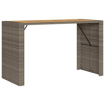 Tuinbartafel acaciahouten blad 185x80x110 cm poly rattan grijs 2