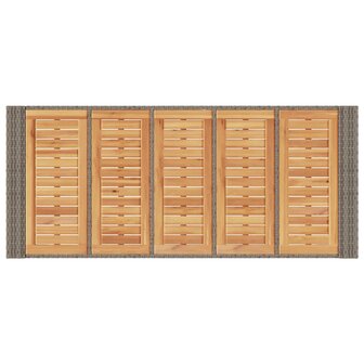 Tuinbartafel acaciahouten blad 185x80x110 cm poly rattan grijs 8