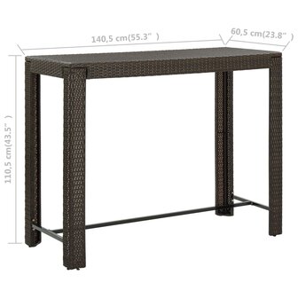 Tuinbartafel 140,5x60,5x110,5 cm poly rattan bruin 6