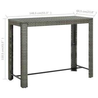 Tuinbartafel 140,5x60,5x110,5 cm poly rattan grijs 6