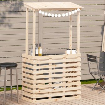 Tuinbartafel met dak 112,5x57x195,5 cm massief hout 1