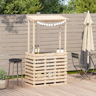 Tuinbartafel met dak 112,5x57x195,5 cm massief hout 3