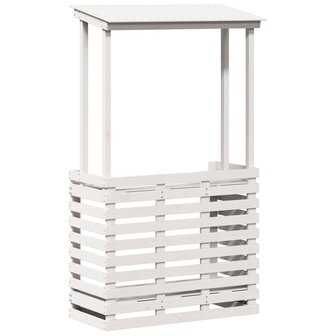 Tuinbartafel met dak 112,5x57x195,5 cm massief hout wit 2