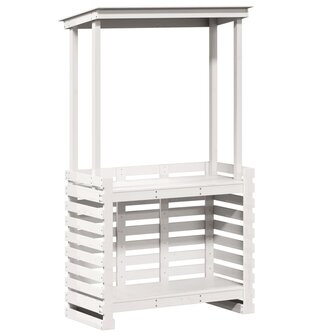 Tuinbartafel met dak 112,5x57x195,5 cm massief hout wit 6
