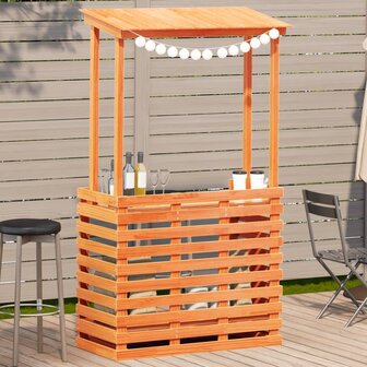 Tuinbartafel met dak bruin 112,5x57x195,5 cm massief hout 1