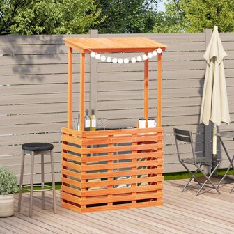 Tuinbartafel met dak bruin 112,5x57x195,5 cm massief hout 3
