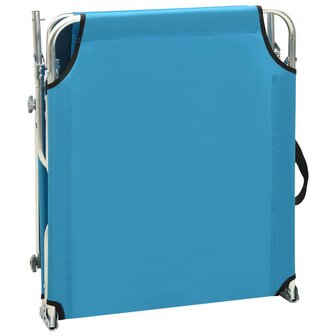 Ligbed met luifel inklapbaar staal turquoise en blauw 6