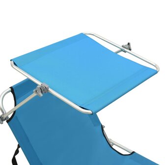 Ligbed met luifel inklapbaar staal turquoise en blauw 7