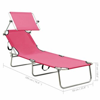 Ligbed met luifel inklapbaar staal magenta 9