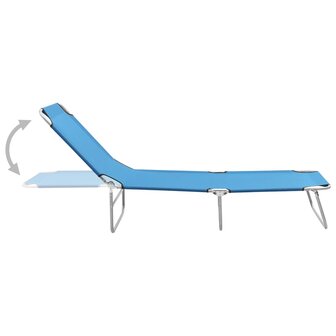 Ligbed inklapbaar staal en stof turquoiseblauw 3