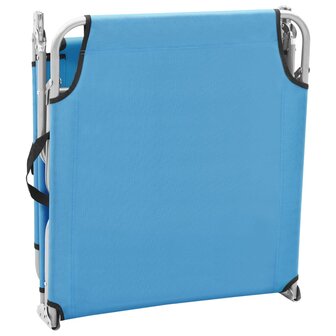 Ligbed inklapbaar staal en stof turquoiseblauw 5