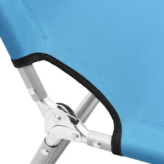 Ligbed inklapbaar staal en stof turquoiseblauw 6