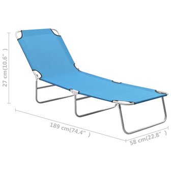 Ligbed inklapbaar staal en stof turquoiseblauw 8