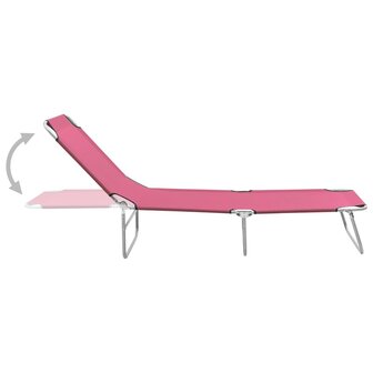 Ligbed inklapbaar staal en stof roze 3