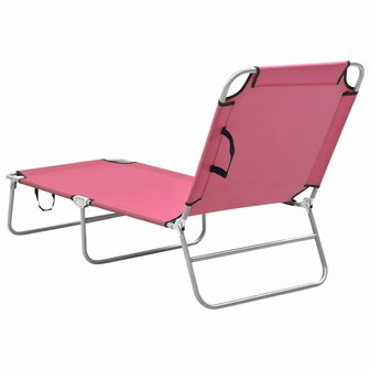 Ligbed inklapbaar staal en stof roze 4