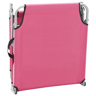 Ligbed inklapbaar staal en stof roze 5